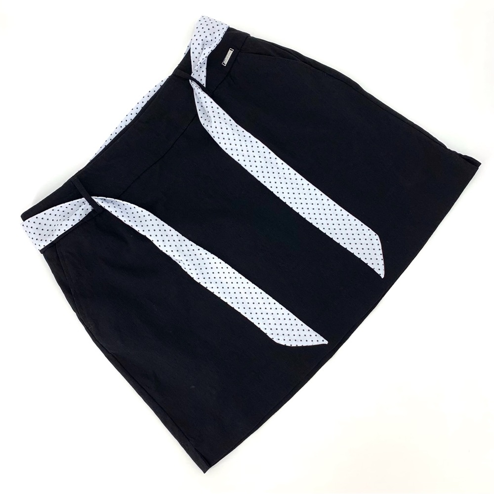S.C. & CO. Black Textured Mini Skirt with Shorts and Removable Tie Belt, 16